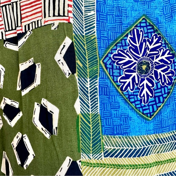 🌎VINTAGE Abstract Graphic Boho Print Blue Green Dress - Picture 8 of 8